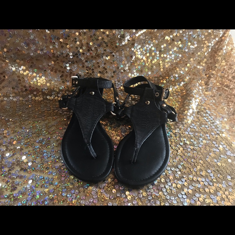 Black and Gold strap sandals